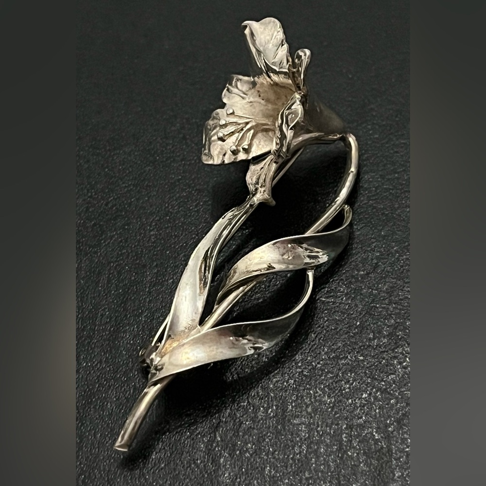 Sterling Silver 925 SARAH COV Coventry Vintage floral flower pin brooch signed - Picture 11 of 11